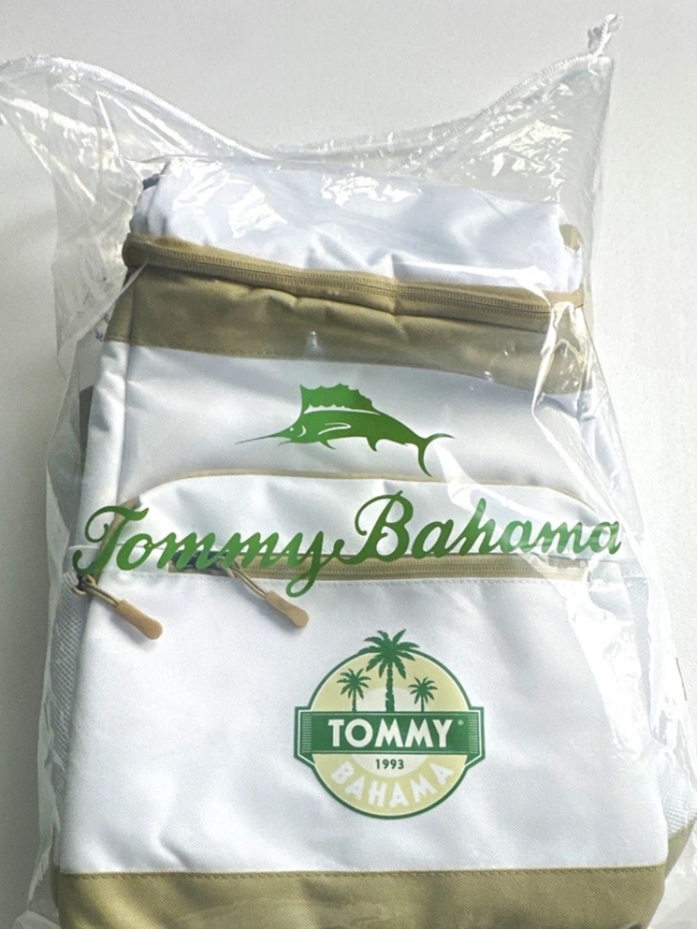 Tommy Bahama 24 Qt Insulated Cooler Backpack 24-Can Polyester White Beige NWT